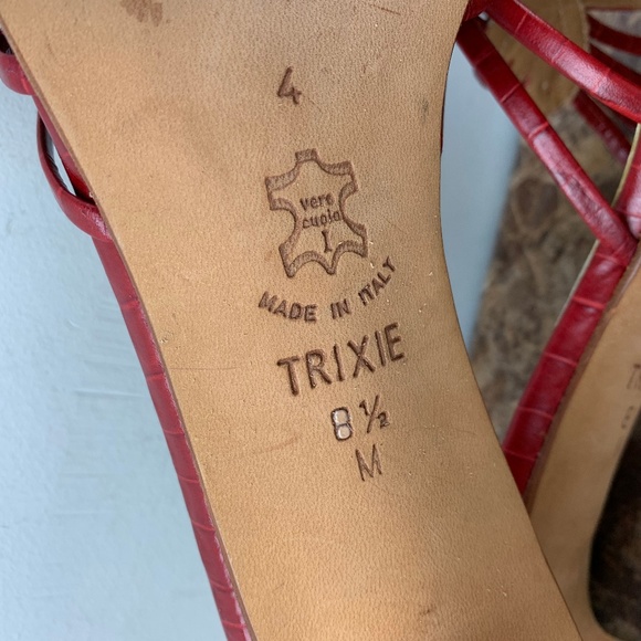 Brighton Italy Trixie Red Leather Dress Heels 8.5M - Picture 8 of 8